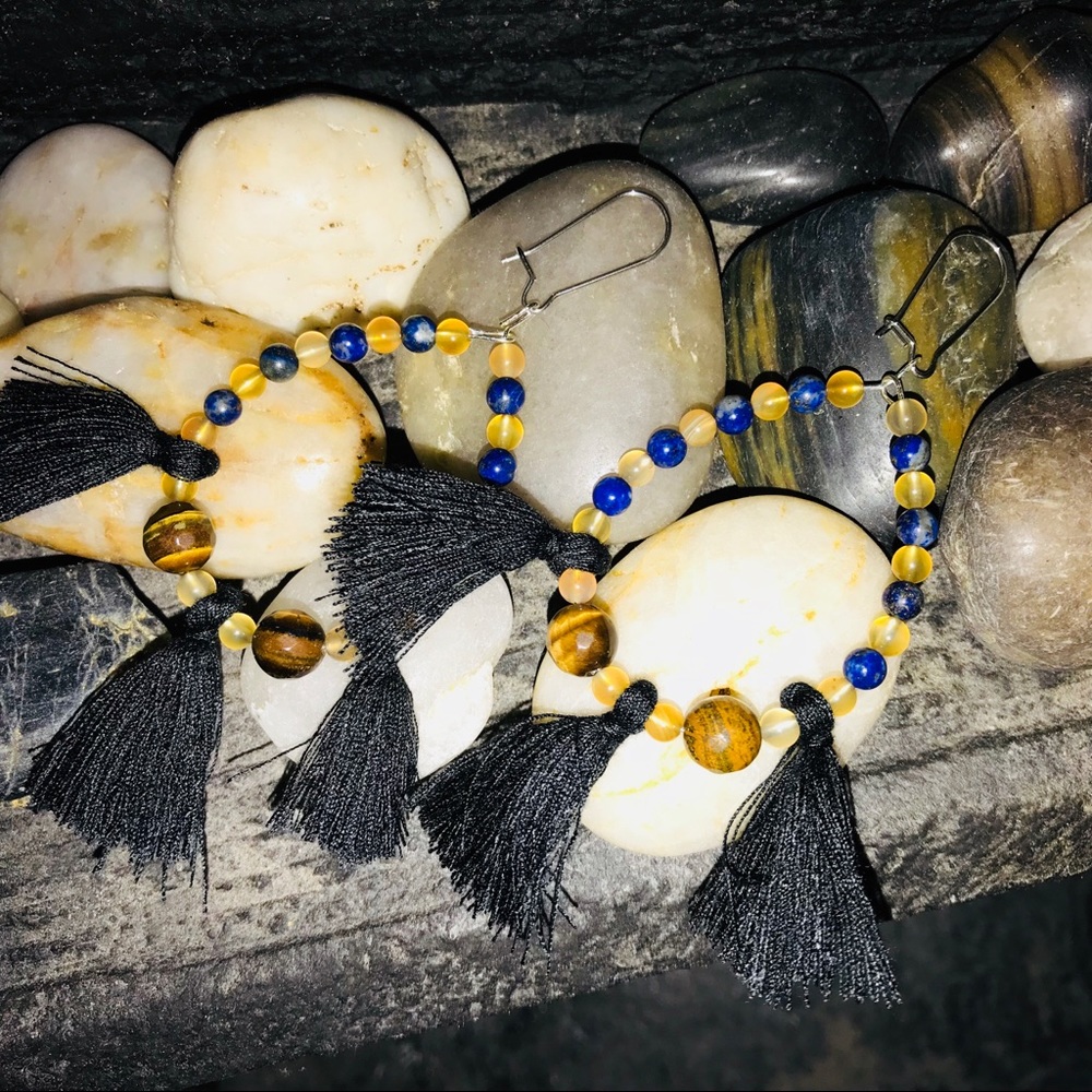 Custom crystal tassel earrings